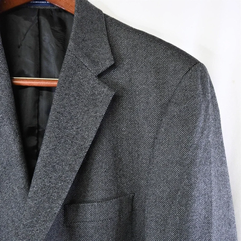 Stafford 44R Gray‎ Nailhead Tweed Wool 2Btn Blazer Jacket Sport Coat